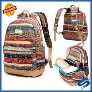 Bohemian Laptop Backpack with Massage Straps USB Charging Travel Outdoor